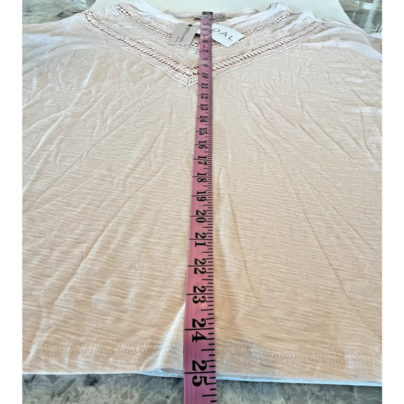 NEW Philosophy Modal Knit Top Women SZ 1X Lace Ruffle Pale Peach Soft Breathable - Picture 4 of 9